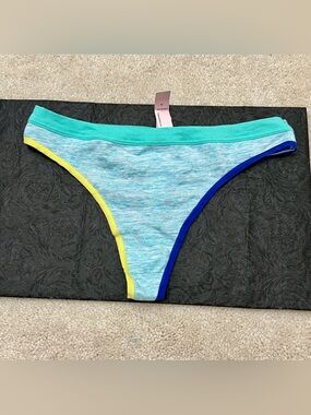 NWT Victoria's Secret colorful marled Blue Modal Cotton Thong Panties Medium M